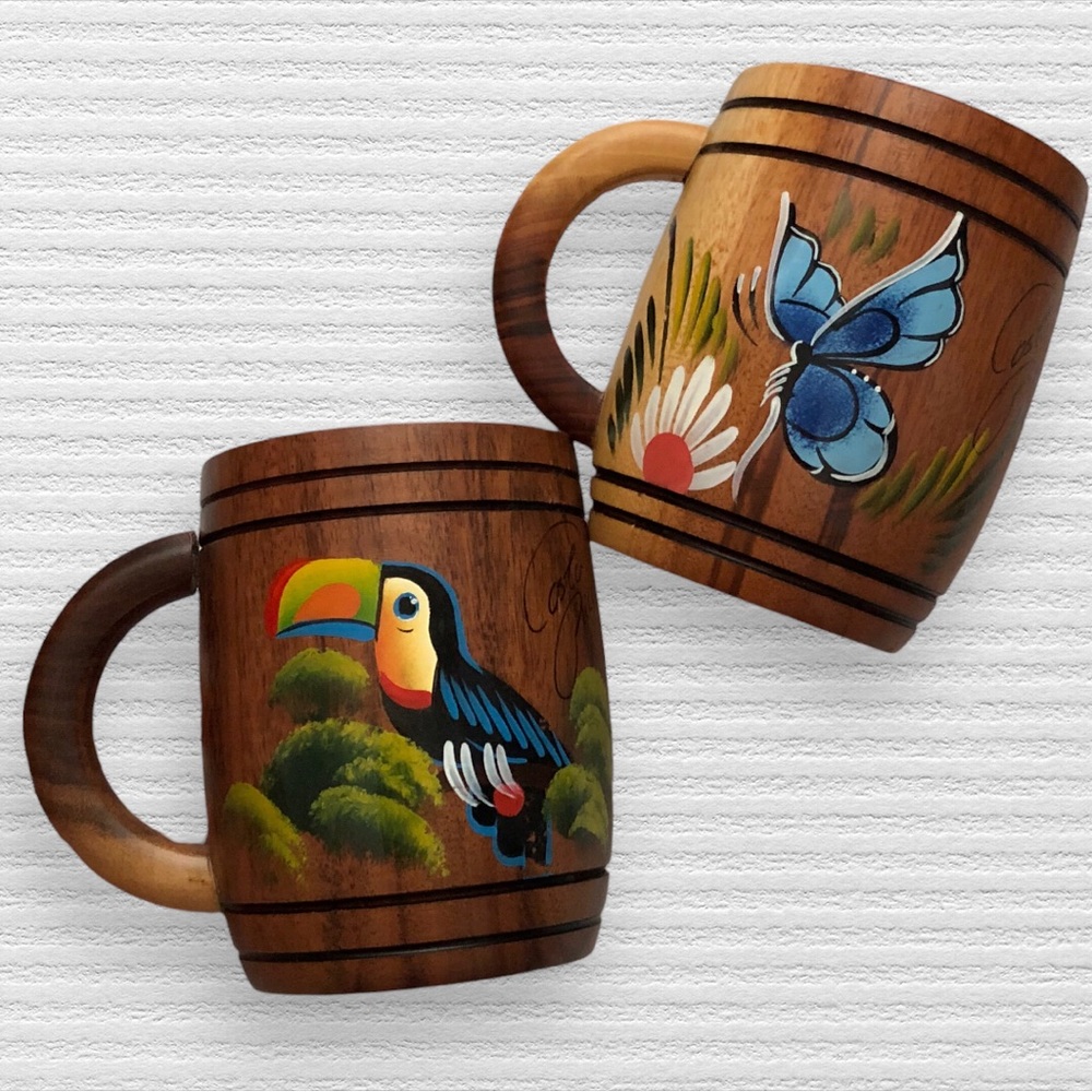 Hand Carved | Hand Painted | Exotic Wood | Mugs
